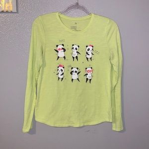 SO dance gloss yellow panda bear long sleeve top